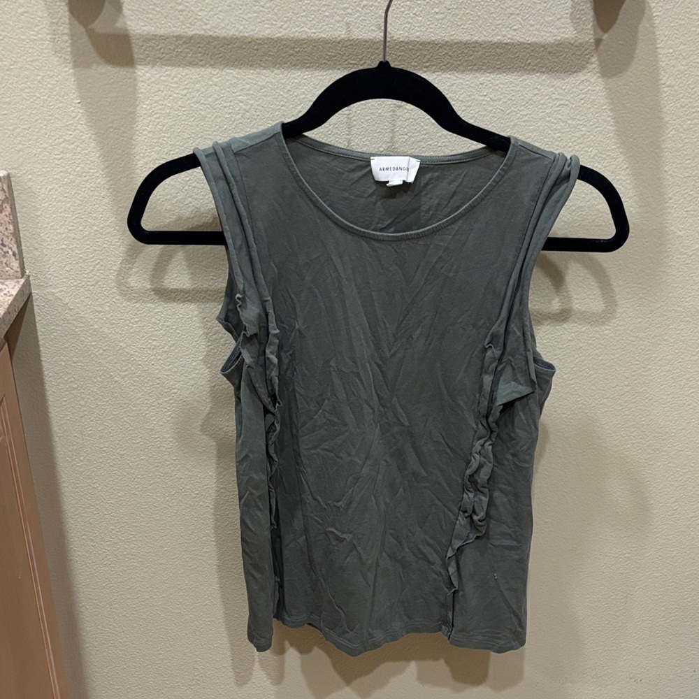 Armedangels Olive Green Ruffles Tank Top - Picture 2 of 9